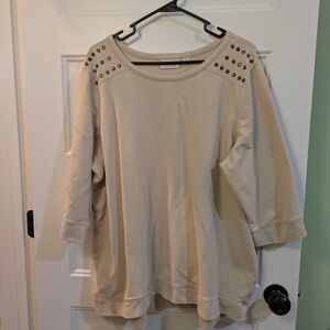 Women's Cream Top with Studded Shoulders
